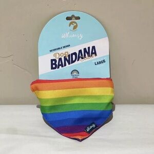 Doghaus Whimsy Collection Rainbow Stripe Reversible Dog Bandana Collar Pride L